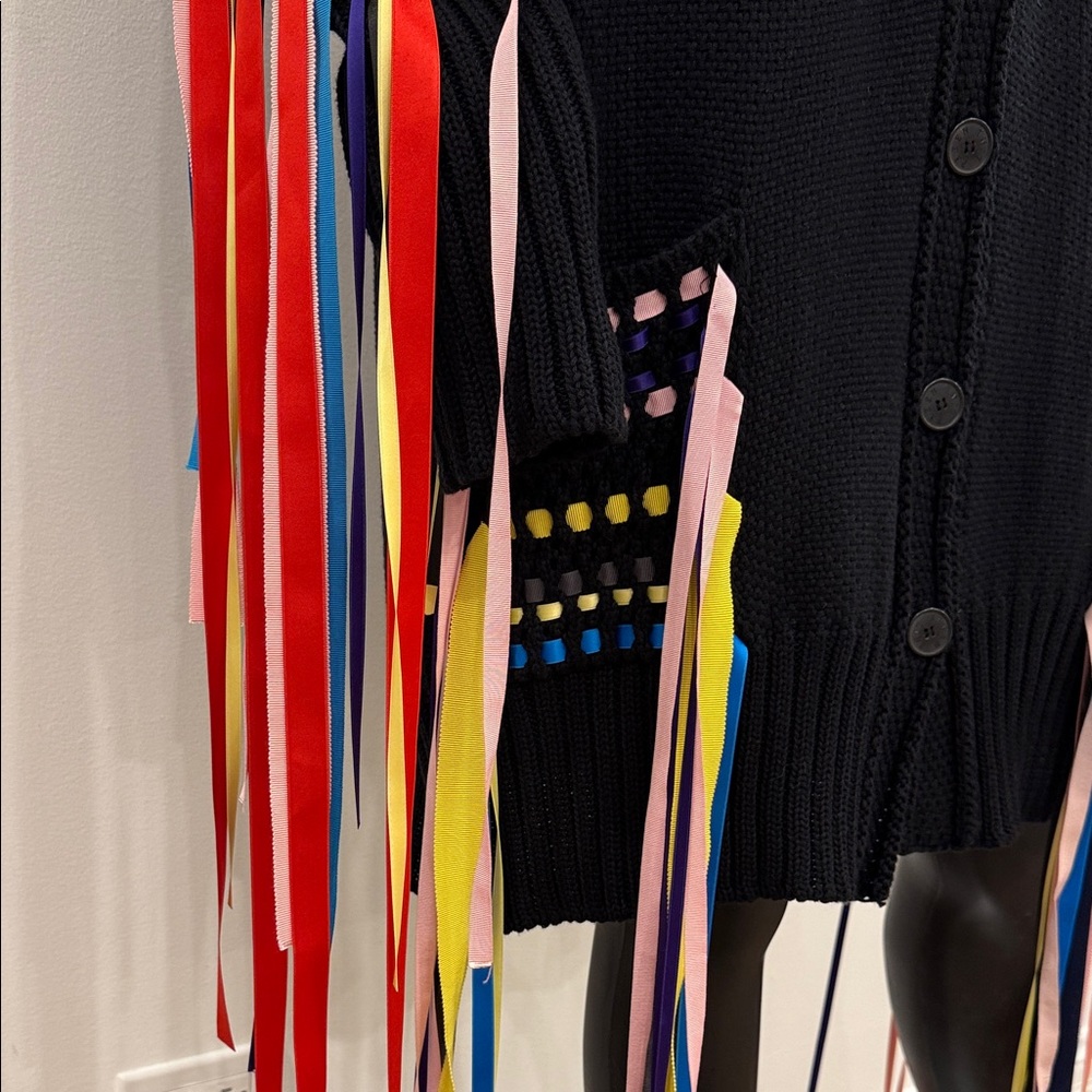 ✨ PREEN LINE by Thornton Bregazzi Fringe Multicolor Ribbon Statement Cardigan S - Picture 10 of 16